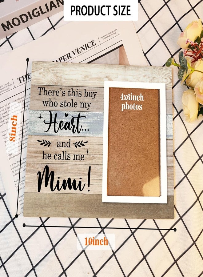 KLYTINK Mimi Gifts Picture Frame, Grandma Photo Frame, Pregnancy Announcement Gifts, Birthday Christmas Gift for Grandma from Grandson, There's This Boy Who Stole My Heart (Mimi, 4 x 6 Photo) - Image 2